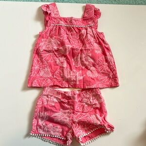 Carter’s girls tank top and shorts set, 3T pink and white like new!